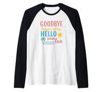 Adiós Escuela Hola Vacaciones De Verano Lindo Maestro Camiseta Manga Raglan