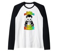 Adiós Kindergarten Hello Summer Funny Happy Panda Bear Camiseta Manga Raglan