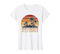 Adiós Kindergarten Hello Summer Last Day Graduación Arte Camiseta gráfica económica, Mujer, Blanco, M