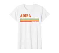Adira Retro Personalizado Nombre Vintage Rayas Camiseta gráfica económica, Mujer, Blanco, XL