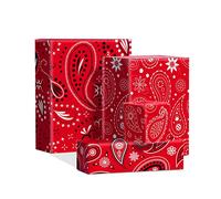 Adirasenotek Papel de regalo doblado para envolver regalos de vaquero occidental, 4 estilos, hoja de papel de regalo rojo para envolver cumpleaños de vacaciones, 12 hojas de 20 x 27 pulgadas