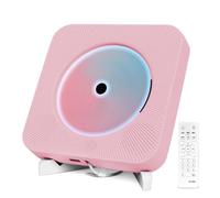 Adirigo Reproductor de CD portátil de Escritorio con Bluetooth - Reproductor de CD de Pared para música KPOP con Altavoces HiFi Dobles Integrados Multifuncional con Mando a Distancia (Rosa)