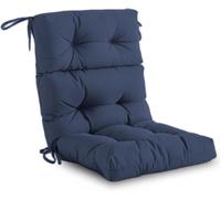 Adirondack Chair Cushion Waterproof Outdoor High Back Patio Cushion with Ties Non-Slip Rocking Chair Cushion for Indoor/Outdoor Fade-Resistant Tufted Seat Pad(Navy Blue,1pc)(Navy Blue,2pcs)