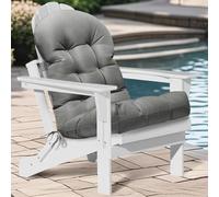 Adirondack - Cojín impermeable para silla de jardín, grueso, 110 x 50 x 10 cm, cojines para silla de patio, muebles de exterior, interiores, respaldo alto, con lazos para mecedoras, gris
