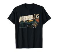 Adirondack Mountains New York Retro Vintage Hiking Sunset Camiseta