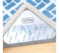 Adispotg Pinzas para Alfombras, 12 Piezas de Agarre de Alfombra Antideslizante de Doble Cara, Adhesivo de Alfombra Lavable y Reutilizable Antideslizante para alfombras de Pisos de Madera (Blanco)