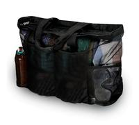 AdiStylinno Bolsa de playa XXL familiar, bolsa de playa de malla con cremallera, bolsa de baño grande, plegable, ligera, de malla, para la compra, familia, vacaciones, playa, esenciales, Negro , 67