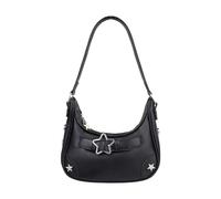 AdiStylinno Bolso pequeño para mujer, piel sintética Y2K, bolso de hombro para mujer, bolso vintage para mujer, bolso de hombro hobo moda con cremallera, Negro