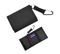 AdiStylinno Cartera para hombre, portátil, triple fina, con cremallera, compartimento para monedas y mosquetón, monedero corto para hombre, cartera minimalista con 6 compartimentos para tarjetas