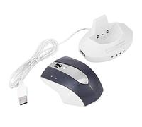 ADITAM Ratón Recargable inalámbrico 2,4 GHz, ratón óptico para Juegos, Ahorro de energía, Soporte de Carga con Luces indicadoras, para PC, Tableta, portátil, Oficina, Viaje en casa (Plata) Double