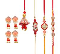 Aditri Creation Rakhi - Juego para hermano y hermana Bhaiya Bhabhi, rosa, 3 unidades, juego Raksha Bandhan Rakhi Lumba con Dora, hecho a mano con detalles intrincados y materiales únicos