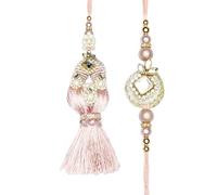 Aditri Creation Rakhi Lumba set For Brother and Bhabhi Rakhi for Bhai Bhaiya pack of 2 Couple Pink Rakhi Thread Pair Dora Raksha Bandhan gift Pack for Traditional Raksha Bandhan Festival