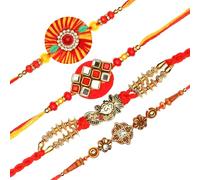 Aditri Creation Set of 4 Rakhi for Brother Rakhi Thread for Bhai Bhabhi Bhaiya and Bhatiji veera Raksha Bandhan Rakhi Set Dora Bracelet Kalwa with gift Pack for Brother Sister