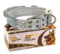 ADITYNA Collar de Perro Resistente con asa, Collar Reflectante Gris para Perros extragrandes, Ancho, Grueso, táctico, Acolchado Suave (Extragrande: se Adapta a Cuello de 24 a 30 Pulgadas, Gris)