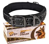 ADITYNA Collar táctico para Perro con asa para Entrenar y Caminar, Resistente y Ajustable, Extra Ancho con Costuras Reflectantes para Cachorros medianos, Grandes y extragrandes, Incluye 2 Parches