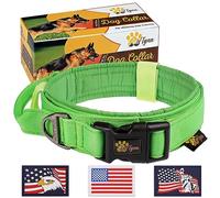 ADITYNA - Collar táctico para perros grandes - Suave acolchado, resistente, ajustable collar de perro verde con asa para entrenamiento y caminar