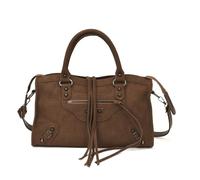 Adius Bolso Totes de Ante para Mujer, Bolso de Gamuza para Mujer, con Tachuelas y Correa Desmontable, Hippie, Borla, para Otoño Diario (Coffee)