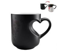 Adius Heart-Shaped Color Changing Magic Ceramic Mug, Funny Heat Sensitive Coffee Cup, with Heart Handle, Reveals Surprise Design with Hot Drinks, for Valentine's Day (1 pcs)