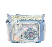 Adius Kawaii Ita, Ita Bag Bolso Kawaii con Volantes de Encaje, y2k Lindo Bolso para Niñas, con Compartimentos Laterales y Frontales Transparentes, Correas Ajustables (Blue)