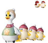 Adius Tummy Time Duck Family Toy, Swinging Crawling Walking Duck with Baby Ducks, Crawling and Interaction Modes, Duck Family Baby Duck Toy for Toddlers 1-3 (A)