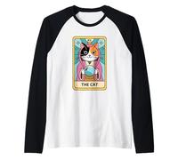 Adivino Calico Cat The Cat Tarot Card Camiseta Manga Raglan