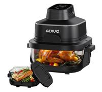 ADIVO Freidora de Aire Vidrio 4L/1.5L,1500W,Tazón de Vidrio Visual,Doble Capacidad,4 Modos, Sin Aceite ni Recubrimiento,Apta para Lavavajillas,Portátil para Camping/Oficina,Cocina Sana y Rápida