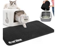 Adiwo 30x45cm Alfombra Gatos Arenero, Alfombrilla para arena para gatos, Alfombrilla de Caja de Arena, Alfombra para Arenero Gato Doble Capa, Impermeable y Antideslizante, Fácil de Limpiar EVA, Gris