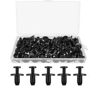 Adiwo 60 Piezas Clips de Plástico Remache, 6mm Grapas de Plástica Negras, Juego de Clips de fijación para Coche, Clips de Retención Tipo Empuje, para la Mayoría de los Modelos