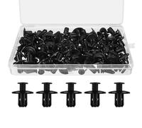 Adiwo 60 Piezas Clips de Plástico Remache, 8mm Grapas de Plástica Negras, Juego de Clips de fijación para Coche, Clips de Retención Tipo Empuje, para la Mayoría de los Modelos