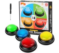 Adiwo Botones de Respuesta, Accesorio para Quizz Timbre Luminoso y sonoro, Color Surtido, 4 Unidades, Juegos Educativos Regalos