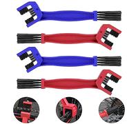 Adiwo Cepillo Limpia Cadenas Moto, 4 Piezas Limpiador Cadena Moto, Cepillo de Limpieza de Cadena de Bicicleta, Cepillo Engranaje Cadena para Limpieza y Mantenimiento para Moto Bici (Rojo, Azul)