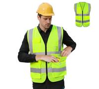 Adiwo Chaleco Reflectante de Bolsillo, Chaleco de Trabajo sin Mangas con Cremallera y Bolsillas, Alta Visibilidad Ropa de Trabajo, Unisex, para Trabajo, Carrera Nocturna,Ciclismo, Motorista, XXL