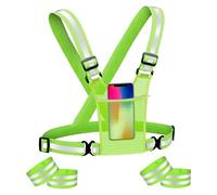Adiwo Chalecos Reflectantes, Seguridad Chaleco Reflectante con 4 Brazaletes Reflectantes, Elastic Reflector Chaleco con Ajustable Alta Visibilidad,para Ciclismo, Senderismo,Carrera,Verde Fluorescente