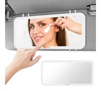 Adiwo Espejo De Tocador Coche LED, Espejo Parasol Coche con 3 Modos de Luz y Pantalla Táctil para Coches,Espejo De Maquillaje para Coche con Recargable para Todos los Coches
