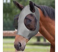 Adiwo Máscara Antimoscas para Caballos, 1PCS Máscara de Mosca de Caballo con Orejeras,Gris Máscaras Faciales para Caballos Anti-UV, Malla Transpirable, máscara de Freno elástica.