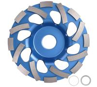 Adiwo Muela a Taza Diamante, Muela Diamante 125 x 22.23 mm, Diamond Cup Wheel, Grinding Wheel for Angle Grinders, Incluye dos anillos reductores de 20 mm y 16 mm, Para Hormigón, Granito, Mármol, Azul