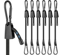 Adiwo Pack 6 Cuerdas Elásticas con Mosquetones, 30cm Tensores Elásticos | Pulpos Elásticos con Gancho, Gomas Elasticas con Gancho, Pulpos Elásticos Transporte, Tensor de Equipaje con Bolsa, Negros