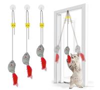 Adiwo Paquete de 3 Juguetes para Gatos Colgantes de Puerta, Juego Automático de 3 Maneras para Colgar en la Puerta, Juguetes para Gatos y Gatitos de Interior, Juguetes Interactivos Ajustables, Gris