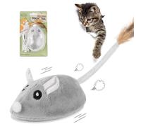 Adiwo Ratón de Simulación, Juguete Eléctrico para Gatos, Inteligente Automático Ratones de Juguete, Recargable por USB, Ratón de Peluche, con 1 Cola de Plumas, Regalo de Novedad, Gris