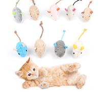 Adiwo Ratones de Juguete de Hierba gatera, 9PCS Ratones para Gatos para Jugar, Catnip Juguetes Peluche Ratones, Ratones Juguete de Gato Interactivo Juguete Felpa Catnip para Mascotas