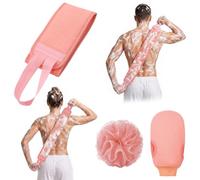 Adiwo Set de Guante Exfoliante Corporal, Manopla Exfoliante y Esponja Baño