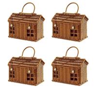 Adiythbm Cesta de ratán de imitación con forma de casa, versátil para | Ideal como organizador de estante , almacenamiento para flores, frutas o como una encantadora cesta de regalo.