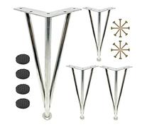 Adjuble - Juego de 4 patas de metal para mesa, color negro y plateado, patas de piel de repuesto para mesa de comedor, escritorio, altura de 10 a 60 cm, plata de 25 cm / 9.8in
