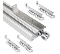Adjuble - Kit de puerta corredera invisible, doble riel plateado para puertas de derivación y francesas, se adapta a puertas de 25 a 32 mm, fácil de instalar, ideal para renovación del hogar (1,0-6 m)