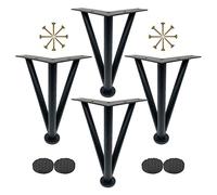 Adjuble - Patas de piel de metal, 4 unidades, 30 cm / 11.8in, color negro, para escritorio, sofá, mesa de café y armario, perfectas para ajustes de altura de 10 a 60 cm