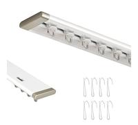 Adjuble - Riel de aluminio ultrafino de 1 a 8 m, montaje en techo/pared, rodillos sin ruido, perfecto para sala de estar, color blanco, altura de 6,4 m, fácil instalación