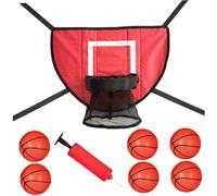 Adjunto de aro de Baloncesto de trampolín con 4 Cuerdas de conexión, aro de trampolín Impermeable con 6 Mini Baloncesto y Bomba para niños Adultos Interiores al Aire Libre, de ro