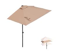 Adjustable 6.5ft 8ft 9ft Patio Umbrella - Rectangular Half Wall Outdoor Sunshade for Balcony Backyard & Patio - Durable Weather-Resistant Garden Parasol