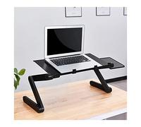 Adjustable Angle Portable Lap Standing Desk Life Laptop Bed Table Suitable for Bedroom Living Room Balcony (Color : Basic White) (Flat Lay Black)