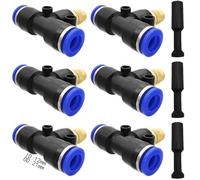 Adjustable Atomizing Nozzle, Dujelixa 6Pcs Brass Misting Nozzle Connect 12mm quick intubation tube +3 Pcs blocking head for vegetable fields, fence spraying, dust removal, industrial cooling, etc.